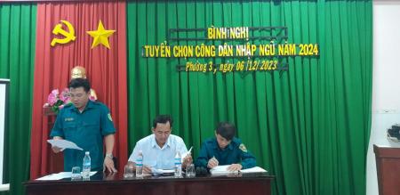HỘI ĐỒNG NGHĨA VỤ QUÂN SỰ PHƯỜNG 3 TỔ CHỨC BÌNH NGHỊ TUYỂN CHỌN CÔNG DÂN NHẬP NGŨ NĂM 2024 HỘI ĐỒNG NGHĨA VỤ QUÂN SỰ PHƯỜNG 3 TỔ CHỨC BÌNH NGHỊ TUYỂN CHỌN CÔNG DÂN NHẬP NGŨ NĂM 2024